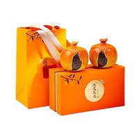 BASXDRFXZ Recipiente Hermético para té Lata de té pequeña cerámica sellada con Forma Granada Creativa, Recipiente for almacenar, Juego, Caja Regalo Dos latas(B)