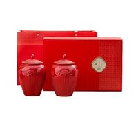 BASXDRFXZ Recipiente Hermético para té Recipiente de cerámica for almacenar té a Granel, Tarro Sellado for condimentos Cocina, Juego Chino Retro, Caja Regalo con Doble(A)