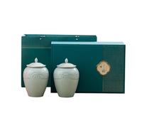 BASXDRFXZ Recipiente Hermético para té Recipiente de cerámica for almacenar té a Granel, Tarro Sellado for condimentos Cocina, Juego Chino Retro, Caja Regalo con Doble(B)