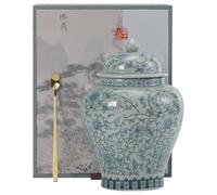BASXDRFXZ Recipiente Hermético para té Recipiente de cerámica for almacenar té, Tarro Sellado, Porcelana esmaltada Retro Azul y Blanca, Juego, Individual, vacío