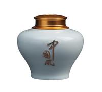 BASXDRFXZ Recipiente Hermético para té Recipiente for almacenar té Suelto Celadon, Tarro de cerámica Sellado, con Tapa Metal Doble Capa, Juego Chino, Individual(D)