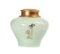 BASXDRFXZ Recipiente Hermético para té Recipiente for almacenar té Suelto Celadon, Tarro de cerámica Sellado, con Tapa Metal Doble Capa, Juego Chino, Individual(C)