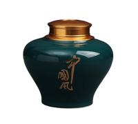 BASXDRFXZ Recipiente Hermético para té Recipiente for almacenar té Suelto Celadon, Tarro de cerámica Sellado, con Tapa Metal Doble Capa, Juego Chino, Individual(A)