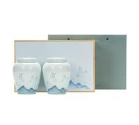 BASXDRFXZ Recipiente Hermético para té Recipiente for almacenar té Suelto de celadón, Tarro pequeño Sellado for el hogar, Juego Chino, Caja Regalo con Doble(Double Can)