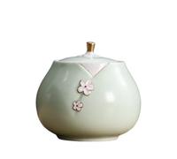 BASXDRFXZ Recipiente Hermético para té Tarro de Almacenamiento té a Granel cerámica, pequeño Tarro Sellado, contenedor Negro Flor Ciruelo celadón Creativo(D)