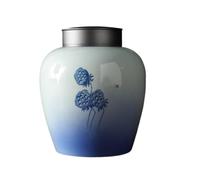 BASXDRFXZ Recipiente Hermético para té Tarro de Almacenamiento té a Granel, Tarro Sellado con Tapa hojalata Doble Capa Metal, cerámica, Juego Chino Retro, Individual(B,S)