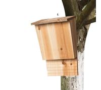 Bat Box grande - Box de anidación | Decoración de murciélagos | Big Heavy Bat set | Refugio de murciélago de madera natural con techo | Tallado por la intemperie jodido de verano e invierno no tratado