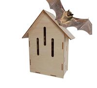Bat House - Outdoor Wood Animal Habitat for , Triple Chamber Garden Bat Shelter with Grooved Interior & Weatherproof Roof for Gardeners, Farmers and Backyard