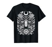 Bat Moon Flowers Gothic Cute Goth Alt Floral Animal Art Camiseta