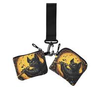 Bat Music Evil Halloween - Tarjetero delgado desmontable para mujer, llavero para el trabajo, viajes, 2 unidades