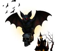 Bat Skull Wall Lamp, Gothic 3D Resin Sculpture, LED Light Fixture, Horror-Themed Design, Realistic Bone Texture, Wall-Mounted Accent, Perfect for Bedroom, Escape Room, Bar, 6.5x2.83x5.91 inches
