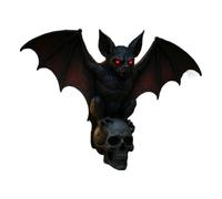 Bat Skull Wall Lamp, Gothic Horror Sculpture, 6.5x2.83x5.91 inches 3D Resin Fixture, Lighted Decor, Spooky Ambiance Illuminator, Perfect for Bedroom, Study, Escape Room, Bar, Bedside, Living Rooms