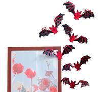 Bat Wall Decor, Halloween 3D Stickers, Waterproof Vinyl Decals, 5,91 x 3,54 pulgadas, Reutilizable Lightweight Cutouts, 12 piezas Easy-Apply Set, Indoor Outdoor Window Bathroom Fireplace Living Room