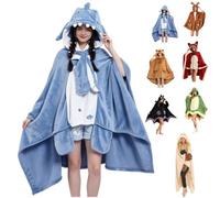 Bat Wearable Blanket Hoodie for Women,Cute Halloween Cosplay Plush Bat Cape
