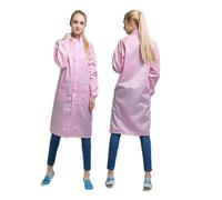 Bata antiestática ESD con cremallera, unisex, bata de laboratorio antiestática EPA uniforme para control estático y todas las áreas de sala limpia ESD, Rosado, Medium