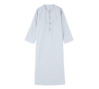 Bata árabe para niños, bata musulmana Jubba Thobe Daffah islámica, vestido de algodón para niños, manga larga, cuello alto, ropa de descanso, casual, batas caftán con bolsillo lateral dividido, 5-Gris