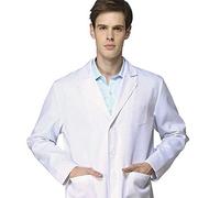 Bata blanca de laboratorio, bata médica mujer hombre unisex bata laboratorio química algodón bata de trabajo abrigo manga larga con bolsillos y botones batas para estudiantes enfermera cosplay