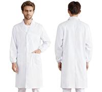 Bata blanca laboratorio, Bata laboratorio, Bata Laboratorio Médico Blanco para Hombres y Mujeres, Estudiantes, Uniformes Sanitarios, Unisexo Larga Ropa de Trabajo, XL