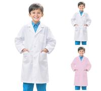 Bata Blanca Laboratorio Niño Niña,Algodón Bata de Laboratorio Física Quimica Niña，Niño Manga Larga Disfraz Cientifico Batas Con 3 Poche Cientifica Enfermera Doctor para Estudiant Cosplay 3-12 años