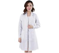 Bata Blanca Laboratorio Unisex Manga Larga Bata Médico Cuello con Solapa Lab Coat con Bolsillos y Botones Medico Talla Grande Algodón Batas Uniformes Sanitarios Escuela Trabajo Cospiay Hombre y Mujer