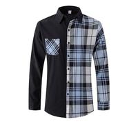 Bata blanca para niño con solapa para hombre, casual, patchwork, manta, cárdigan, camisas, top camisa de algodón a cuadros, turquesa, 3XL