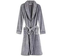 Bata Camisón De Otoño E Invierno Para Hombre, Pijama Largo Grueso De Lana De Coral, Bata Yukata De Invierno De Franela Cálida,Gris,METRO