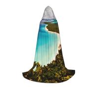 Bata con capucha con estampado de Isla de Cuba para adultos, capa de monje sacerdote, capa de caballero para cosplay, Negro -, Large