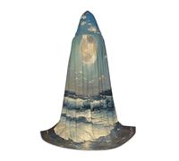 Bata con capucha con estampado de luna y mar para adultos, capa de monje sacerdote, capa de caballero para cosplay, Negro -, Medium
