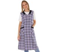 Bata con cremallera para mujer, delantal sin brazos, delantal de cocina, delantal para el hogar, para mujer, a cuadros, algodón/poliéster, Diseño 3, 52