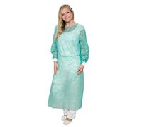 Bata de aislamiento de fieltro | EN 14126 PE laminado | puños de punto | 140 x 135 cm (bata desechable para centros de prueba y hospitales) (verde)