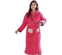 Bata De Baño De Franela Cálida Para Mujer, Bata De Baño Acolchada De Longitud Larga, Bata Gruesa De Color Rojo Rosa, Ropa De Dormir De Invierno,Rojo,METRO