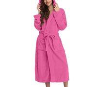 Bata de baño larga para mujer, bata de baño con capucha para mujer, cómoda ropa de descanso, color sólido, batas de baño largas de felpa súper suave para mujer, bata térmica de felpa con cinturón, hot