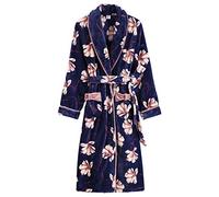 Bata De Baño Para Mujer, Bata De Noche Gruesa De Franela De Longitud Media, Bata De Baño Cálida, Bata De Mañana Sexy, Pijamas, Servicio A Domicilio, Otoño E Invierno,Azul,3XL