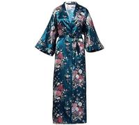 Bata De Boda Floral Para Mujer, Vestido Largo De Media Manga Con Pretina, Albornoz Sexy,Lago Azul B,Talla Única