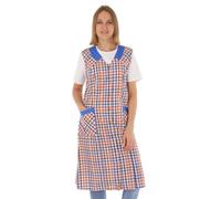 Bata de botones para mujer de tejido mixto a cuadros, delantal sin mangas, delantal de cocina, bata delantal, Diseño 13, 58