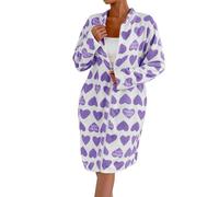 Bata de Casa Mujer - Bata de Baño Suave con Botones para Invierno Ropa de Estar Cálida (Purple L)