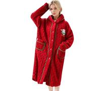 Bata De Casa Mujer Bata Mujer Invierno Polar Bathrobe XS Albornoz Niña Roja Algodon Calentita Talla Grande De Casa Invierno Albornoz Piscina Microfibra Batas Larga Baño Dressing Gown Women Franela
