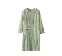 Bata de casa para mujer larga de franela con forro polar y rizo, bata de invierno, bata de felpa, bata de baño, manga larga, cómoda, para sauna, cuello redondo, pijama, traje térmico, traje de casa
