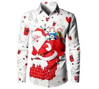 Bata de franela a cuadros Fa KE Two Mangas Largas con Solapa y Botones Camisas de Manga Larga Camisas Mangas, Blanco-12, XXL