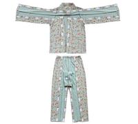 Bata de hospital for mujer con cierres mágicos, camisón de lactancia de algodón for pacientes mayores y postradas en cama, recuperación de fracturas(Groen,Large)