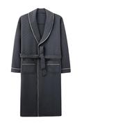 Bata De Invierno Para Hombres Albornoz cálido de invierno for hombre y mujer, bata de noche de algodón acolchada, bata tipo Kimono for caballero, vestido elegante de talla grande(Dark Grey 2,4XL 90-10