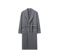 Bata De Invierno Para Hombres Albornoz cálido de invierno for hombre y mujer, bata de noche de algodón acolchada, bata tipo Kimono for caballero, vestido elegante de talla grande(Gray,4XL 90-100KG)