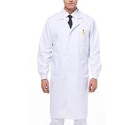 Bata de Laboratorio Adulto, Bata Blanca de Manga Larga, Uniformes Sanitarios Mujer，Disfraz Medico Batas Laboratorio Enfermera Sanitaria de Trabajo Batas Escolar Botones Grandes