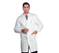 Bata de laboratorio, de trabajo para hombre, botones a presión, de algodón pesado, para escuela química, farmacéutico, fisioterapeuta, enfermera, carnicero, Color blanco., M