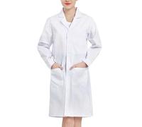 Bata de Laboratorio Hombre Mujer Batas Blanca Algodón Manga Larga Disfraz Medico Unisex Médico Uniformes Abrigo Bata Enfermera con Bolsillos y Botones