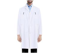 Bata de Laboratorio Hombre Mujer Médico Abrigo Adecuado para Estudiantes de la Escuela Algodón Manga Larga Laboratorio de Ciencia Enfermera Bata Maestra Blanca Doctora Disfraz Cosplay