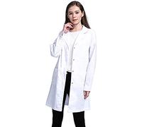 Bata de Laboratorio Médico para Mujer, Abrigo Blanco de Algodón para Estudiantes de Enfermería y Cosplay