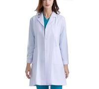 Bata de Laboratorio Mujer - Bata de Laboratorio Blanco Bata de Mujer Uniforme de Trabajo Larga Bata Medico con 3 bolsillos y botones para Escolar Laboratorio Cientifica Enfermera Cosplay (M)