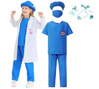 Bata de Laboratorio Niños, Bata Blanca Laboratorio Algodón, Bata Medico Blanca Niño Niña, Disfraz Doctor Niño, Bata Cientifico para Estudiant Escuela Hospital Cosplay