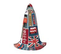 Bata de mago con capucha con estampado de símbolos de Inglaterra, capa de Halloween, medieval, renacentista, cosplay, fiesta de Navidad